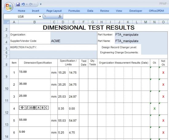 PPAP Report Output from InspectionXpert for CATIA